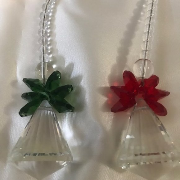 ROCKCLOUD 6 HANGING CLEAR CRYSTAL POINT JINGLE BELL ORNAMENTS/SUNCATCHERS - Picture 2 of 3
